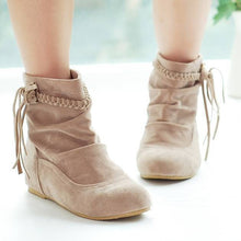 2017 Western Women Boots Faux Suede-Leather Inner Heels Ankle Boots