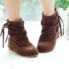 2017 Western Women Boots Faux Suede-Leather Inner Heels Ankle Boots