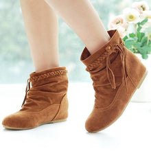 2017 Western Women Boots Faux Suede-Leather Inner Heels Ankle Boots